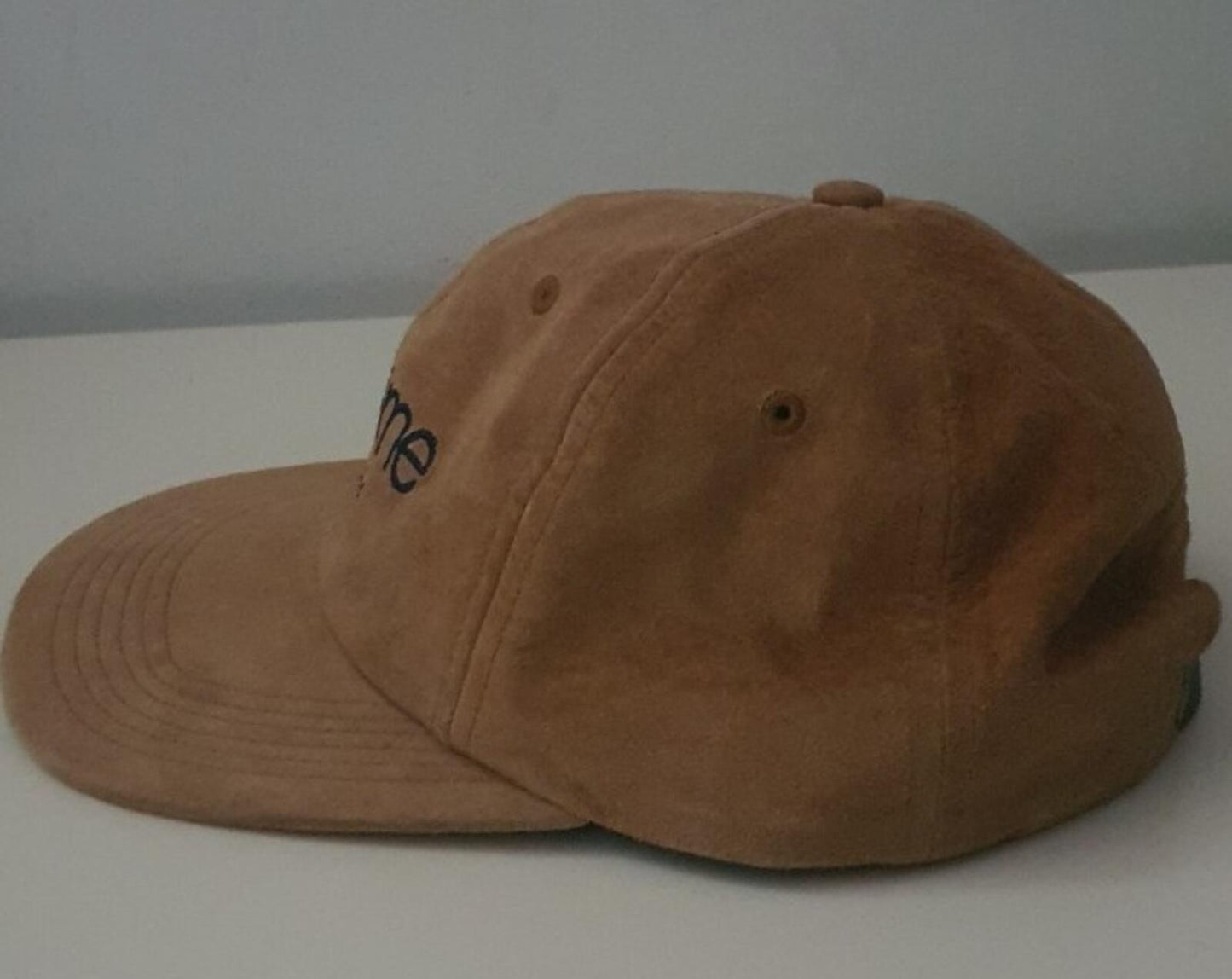 SS16 Supreme Suede Classic Logo 6-panel Cap Tan