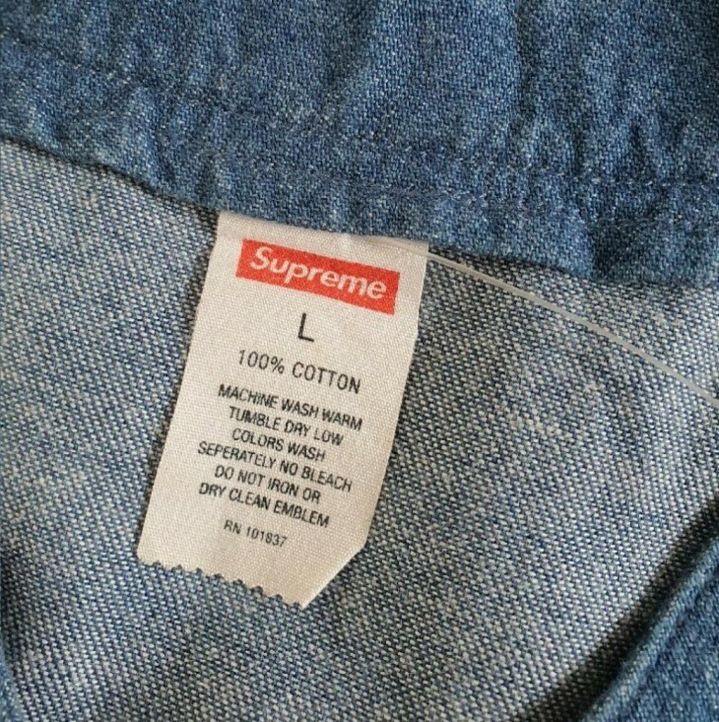 SS14 Supreme Baseball Denim Flannel S/S Shirt size L