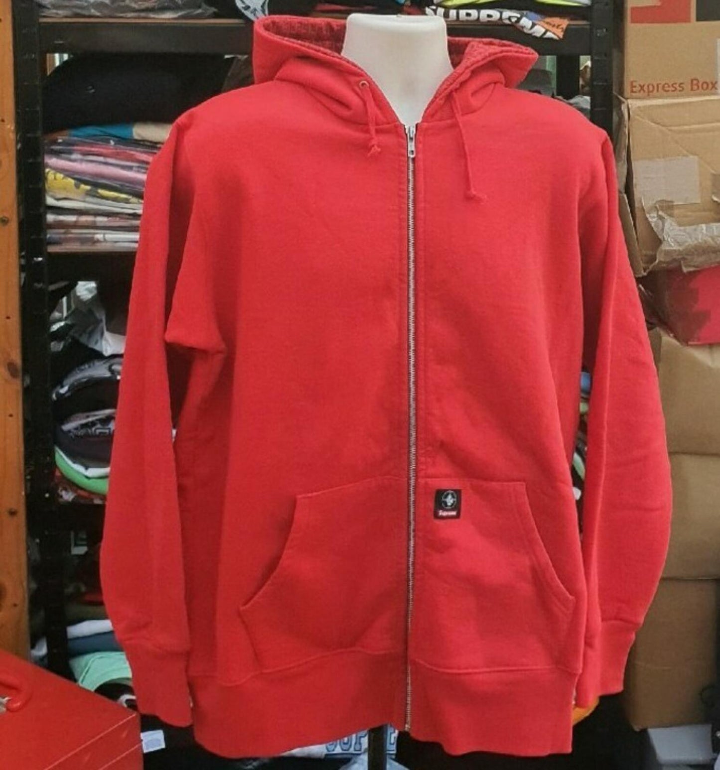 FW06 Supreme x Public Enemy Full Zip Hooded Sweatshirt Red Size L