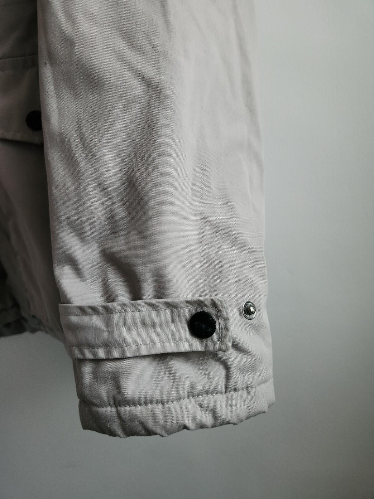 GATE Mens Light Grey Hooded Field Jacket Parka Multi Pocket Button Up Coat M