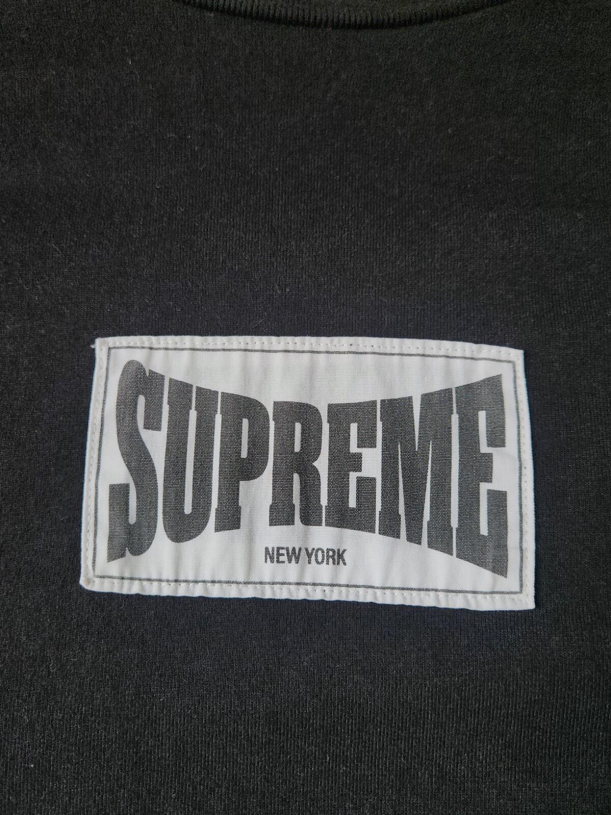 FW20 Supreme Woven Label L/S Top Size M Medium Jumper Crewneck Black Long Sleeve