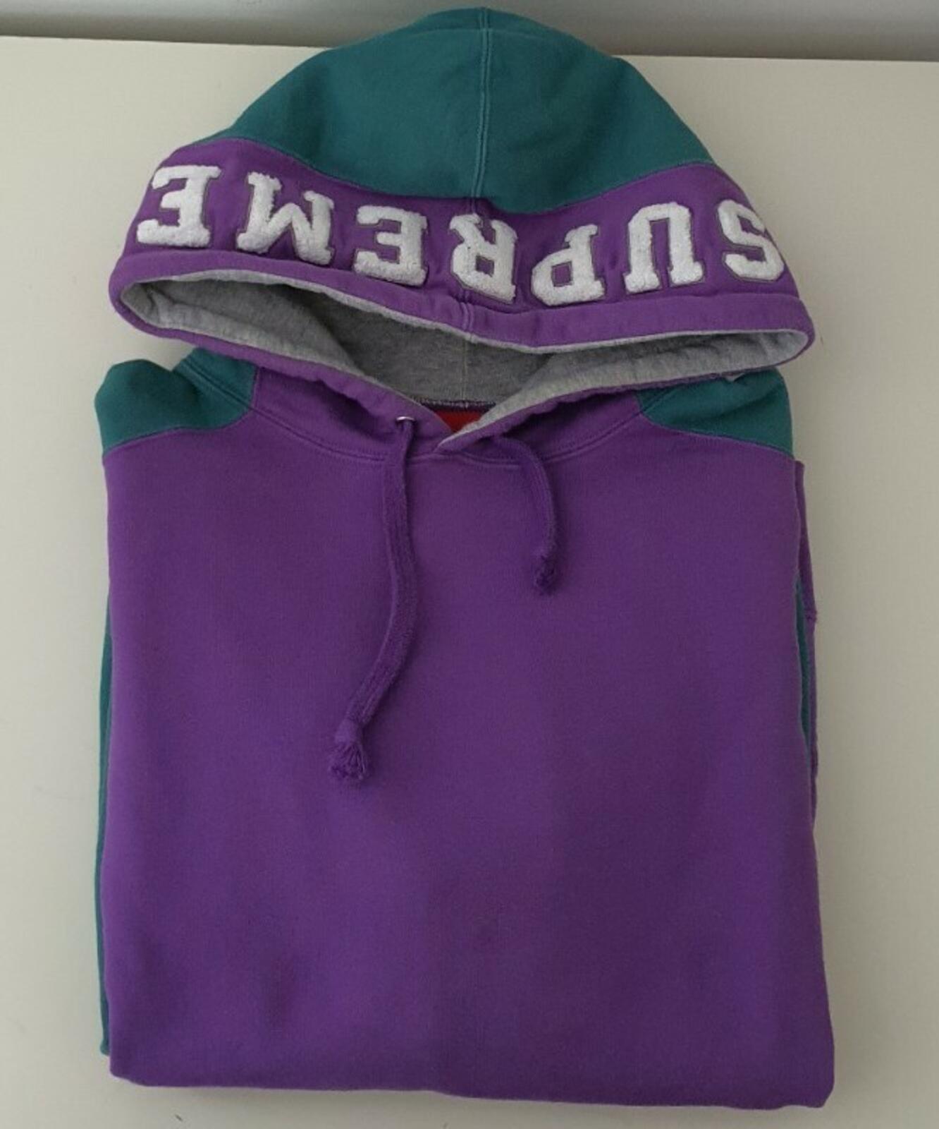 FW18 Supreme Paneled Hooded Sweatshirt Violet Size M