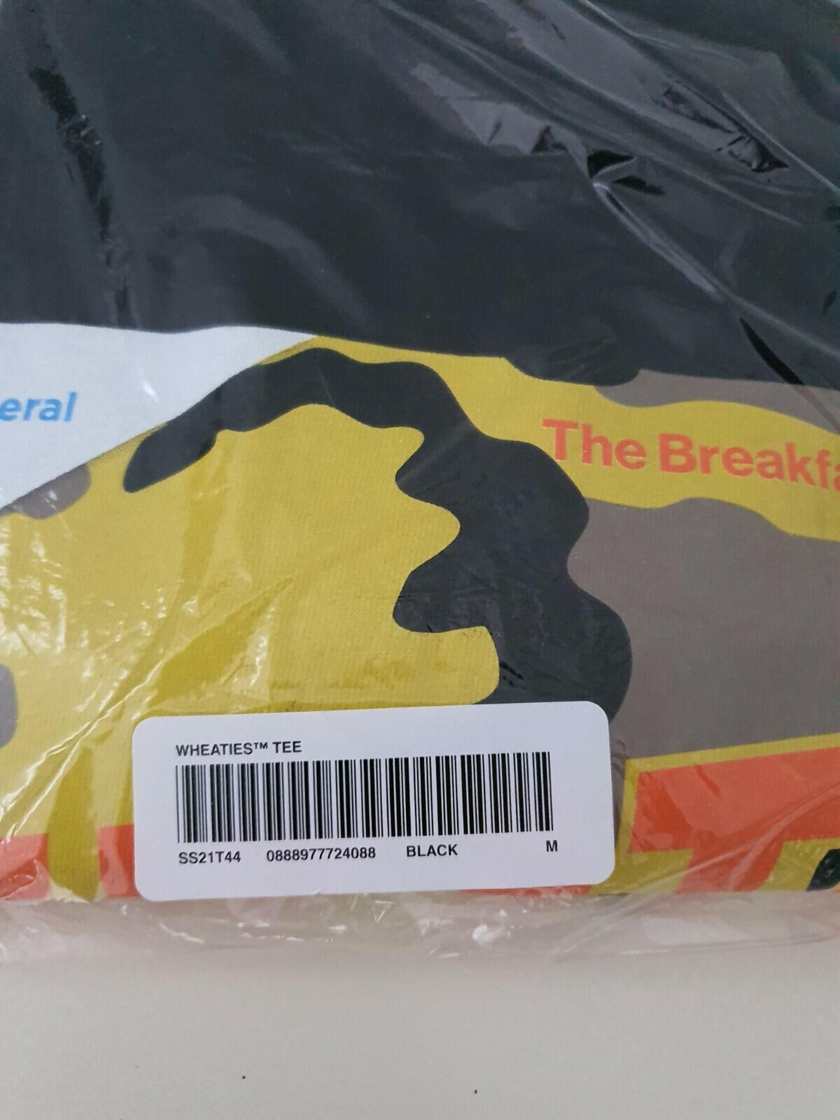 SS21 Supreme Wheaties black tee size M medium T-shirt box logo New and unopened