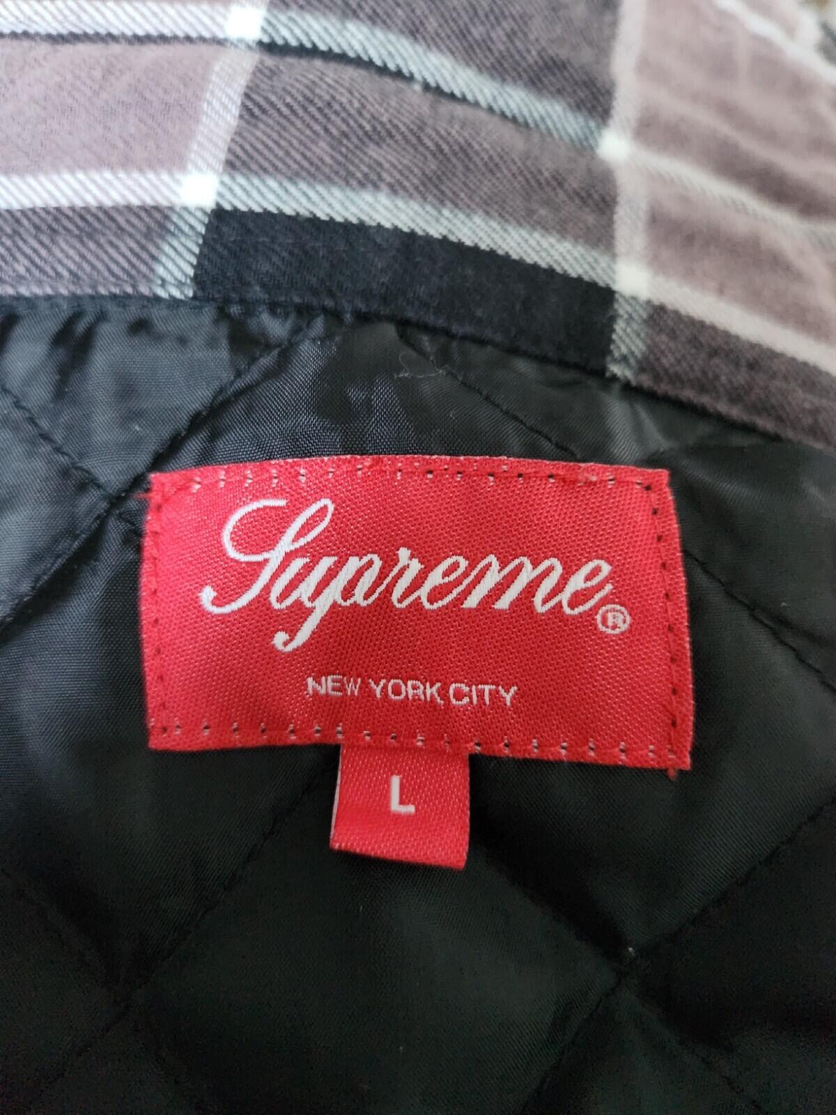 FW18 Supreme Quilted Faded Plaid Shirt Black Size L Large