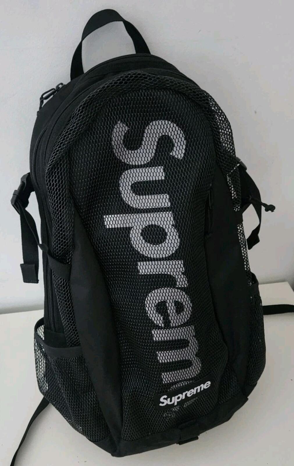 SS20 Supreme Black backpack Cordura Bag Mesh Rucksack