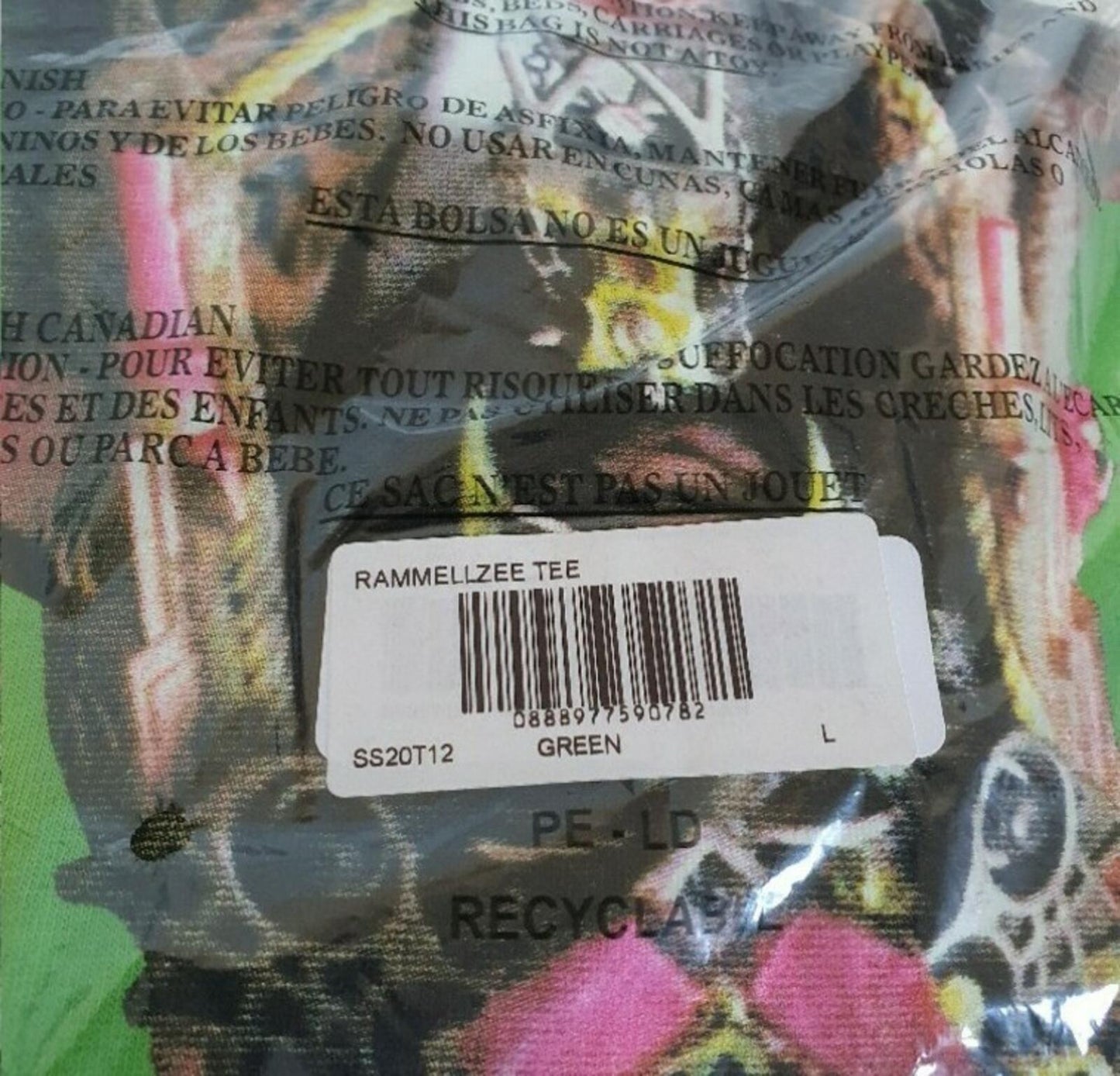 SS20 Supreme x Rammellzee green tee size L large T-shirt New and unopened