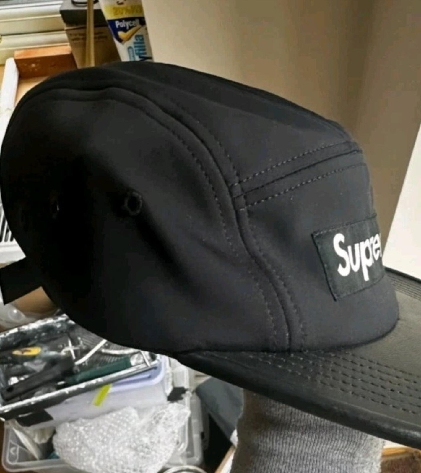 SS15 Supreme Expedition Leather Visor Camp Cap Hat Black