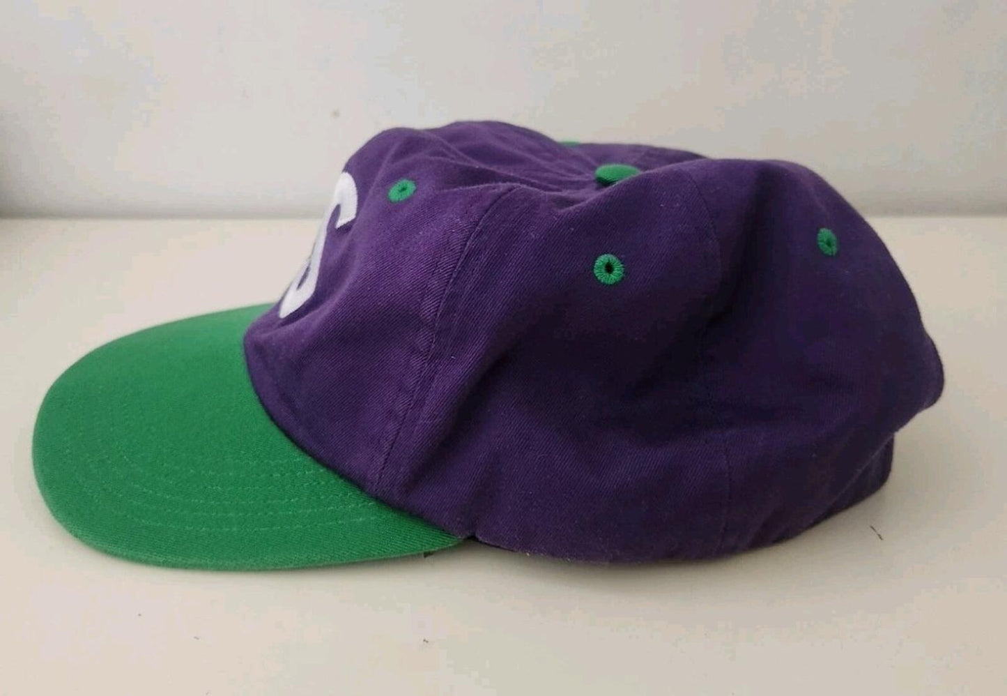 SS16 Supreme 2-Tone Washed S Logo 6-panel Cap Purple Green