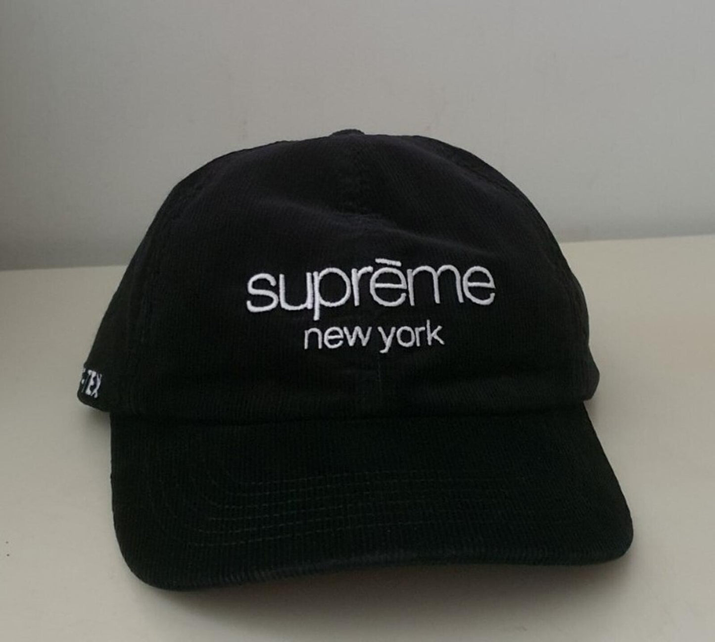 FW21 Supreme GORETEX corduroy Classic Logo 6-panel black water resistant hat Cap
