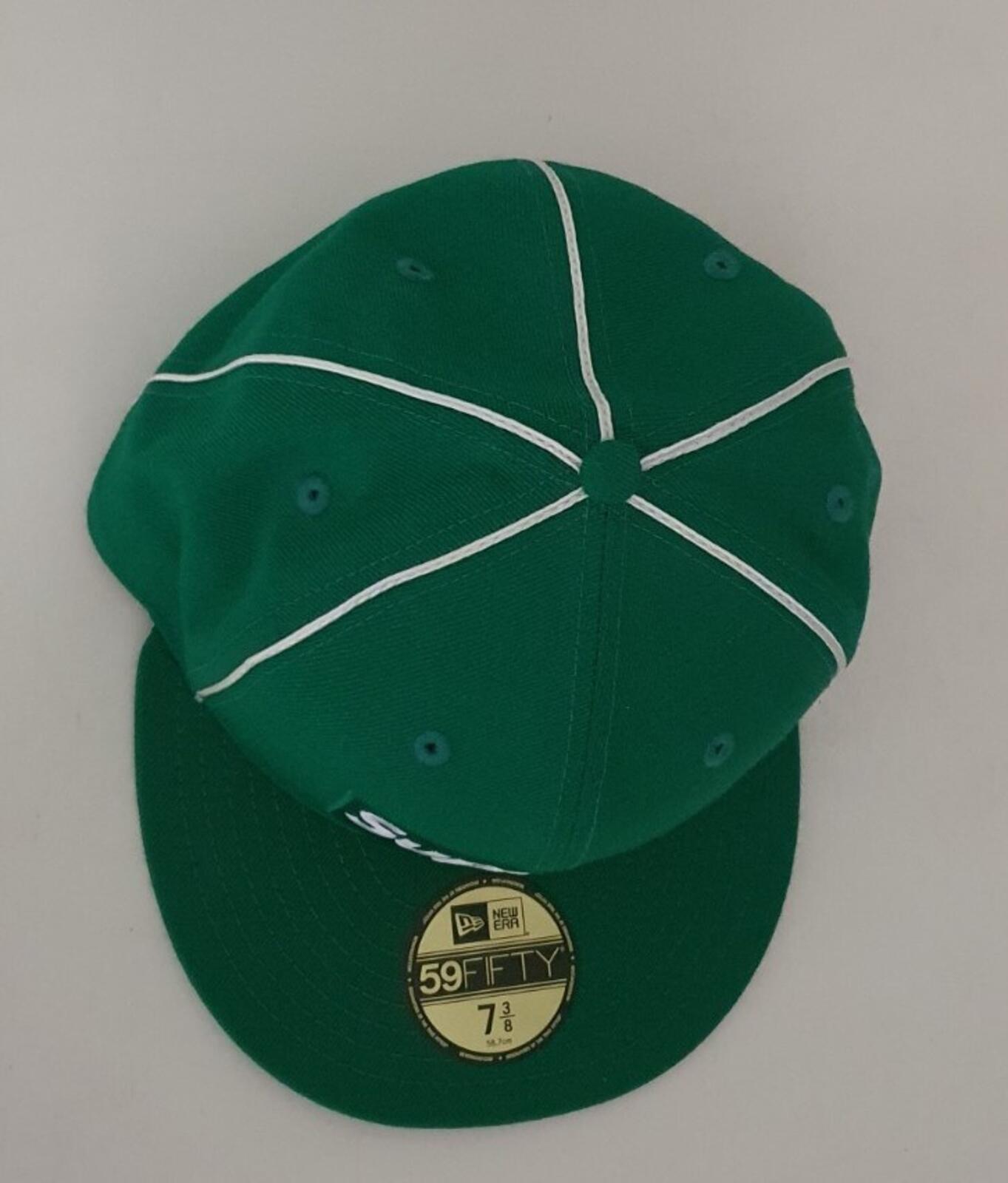 SS17 Supreme Piping Box Logo New Era 59fifty green hat cap size 7 3/8 New