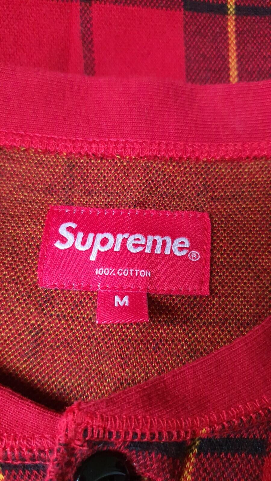 FW14 Supreme Tartan Henley L/S Top Red Plaid Size M