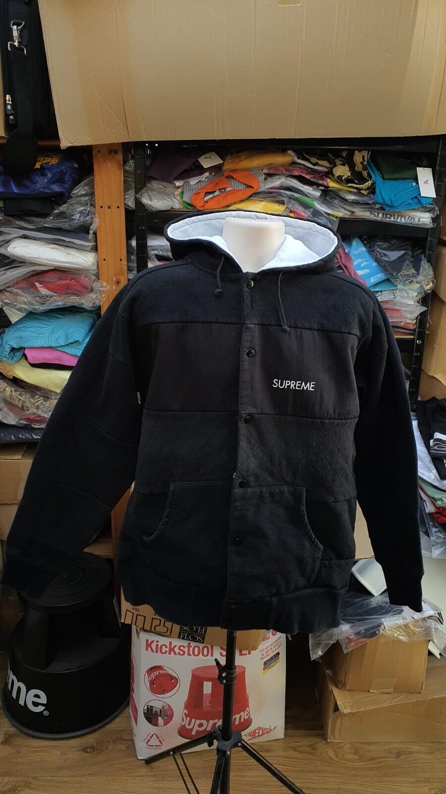 Supreme Vintage Hooded Jacket Heavyweight Paneled Sweatshirt Black Size XL
