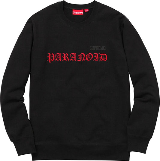 SS16 Supreme x Black Sabbath Paranoid Crewneck Black Size S Ozzy Osbourne