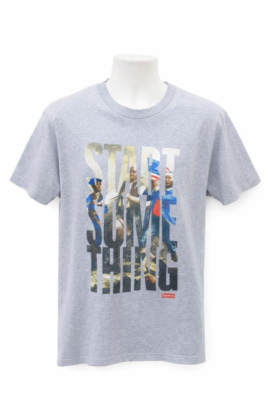 SS08 Supreme Start Something Camiseta Gris Talla M