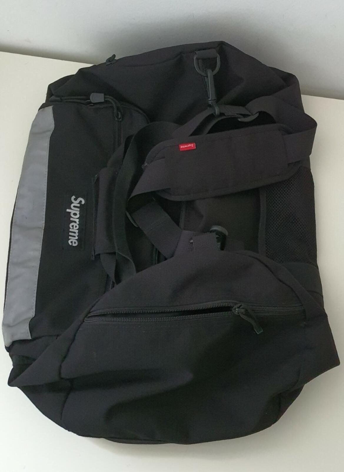 FW14 Supreme Hi Vis black duffle bag box logo Cordura messenger reflective Rare