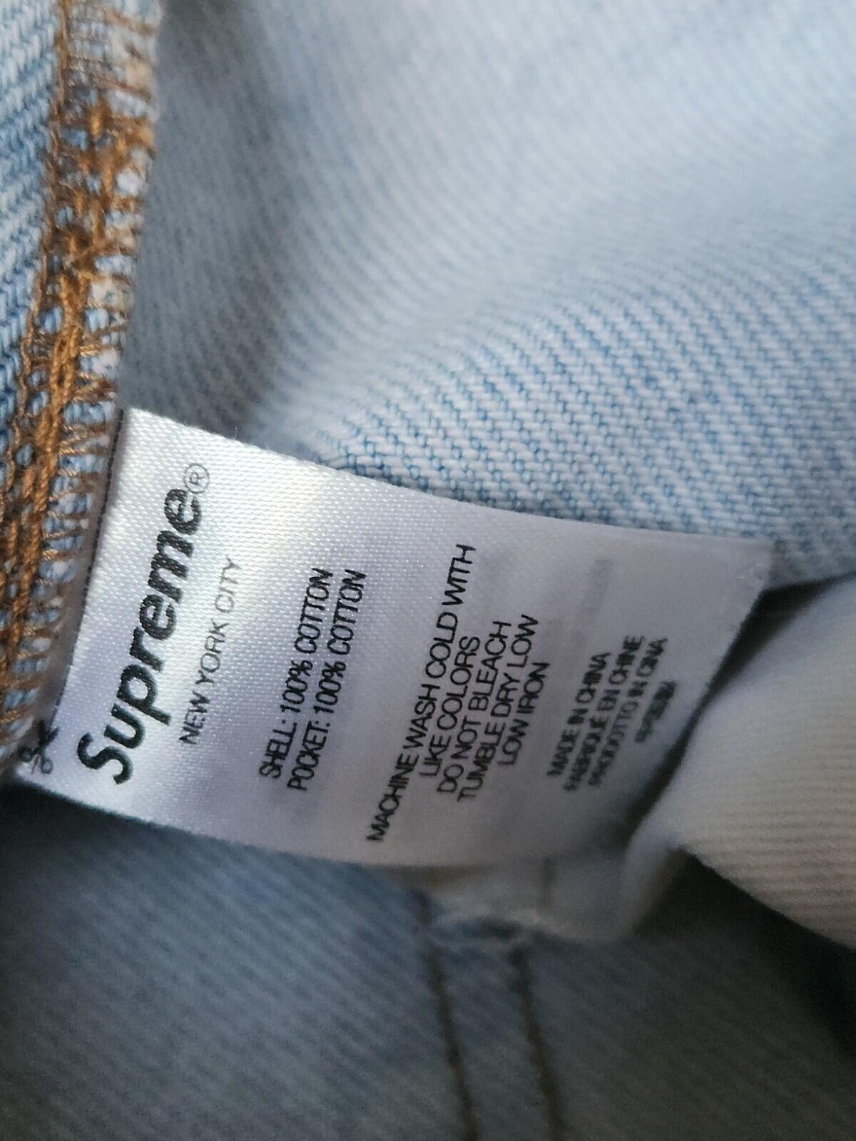 SS22 Supreme Double Knee Denim Utility Jeans Größe 32 W32 L32 Washed Blue Hose