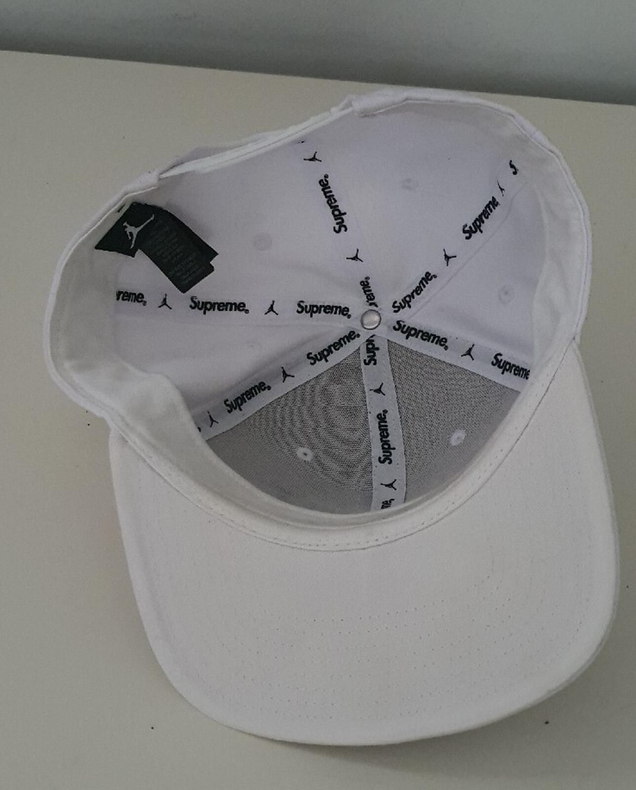 FW15 Supreme x Jordan White 6-Panel cap Jumpman hat Rare