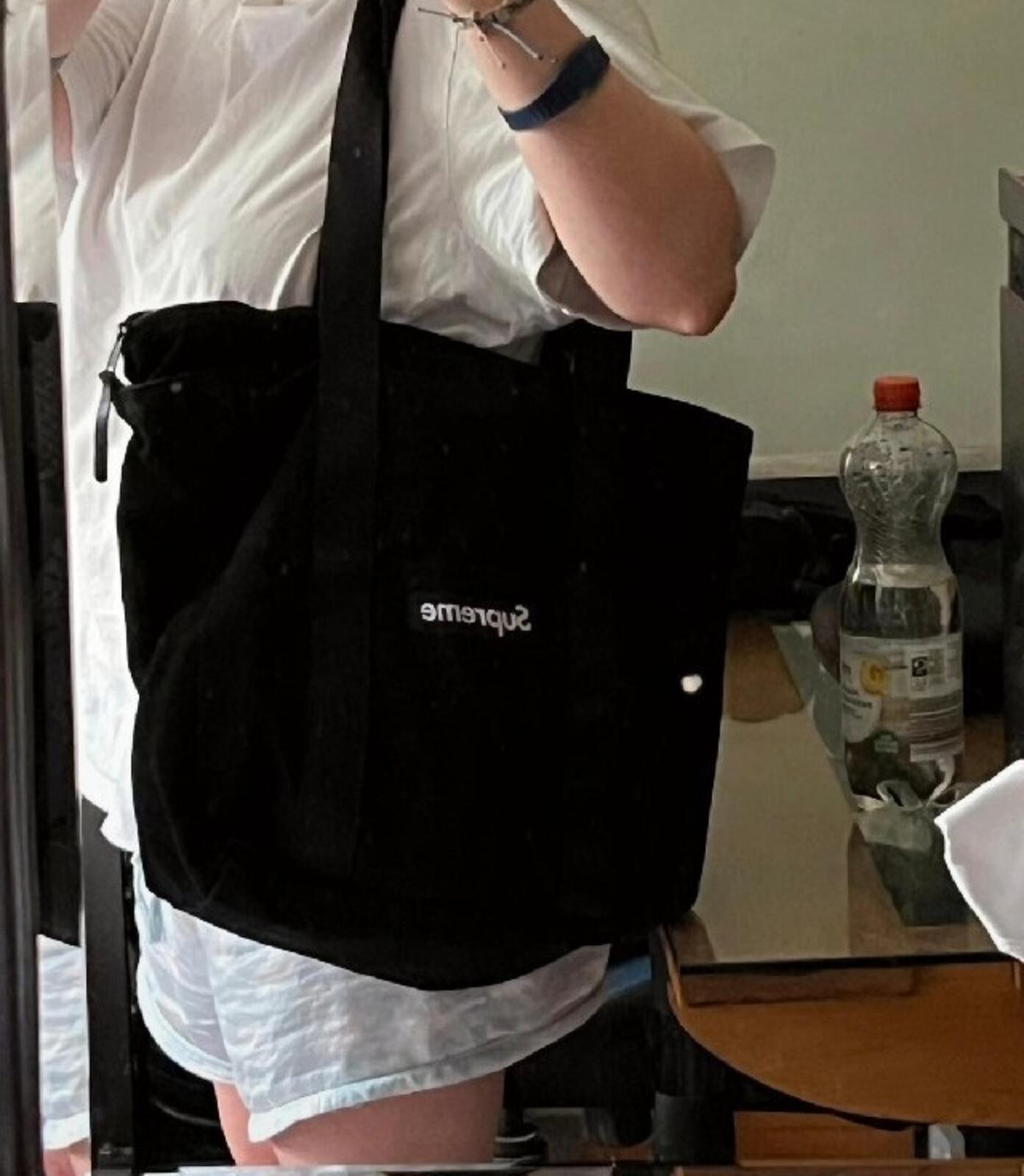 FW20 Supreme Canvas tote bag black Box Logo