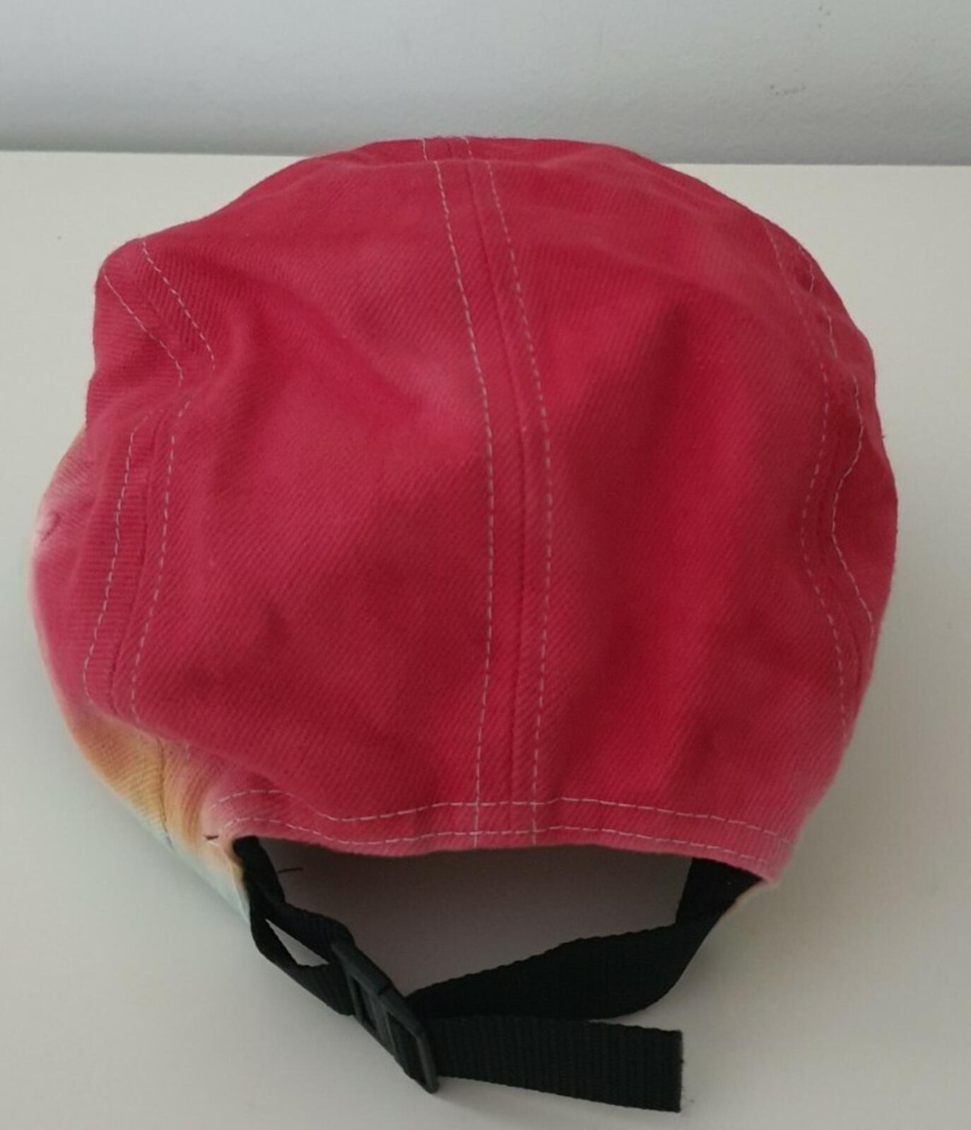 SS20 Supreme Embossed Denim Camp Cap Hat Red Dip Dye