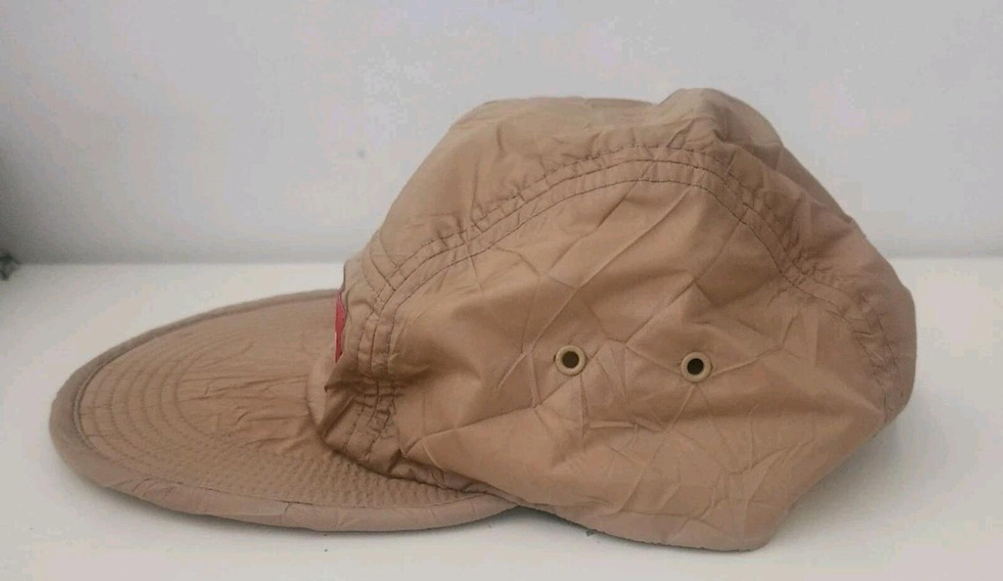 FW15 Supreme Wrinkled Nylon Soft Bill Camp Cap Hat Red Box logo Vintage 2015 Tan
