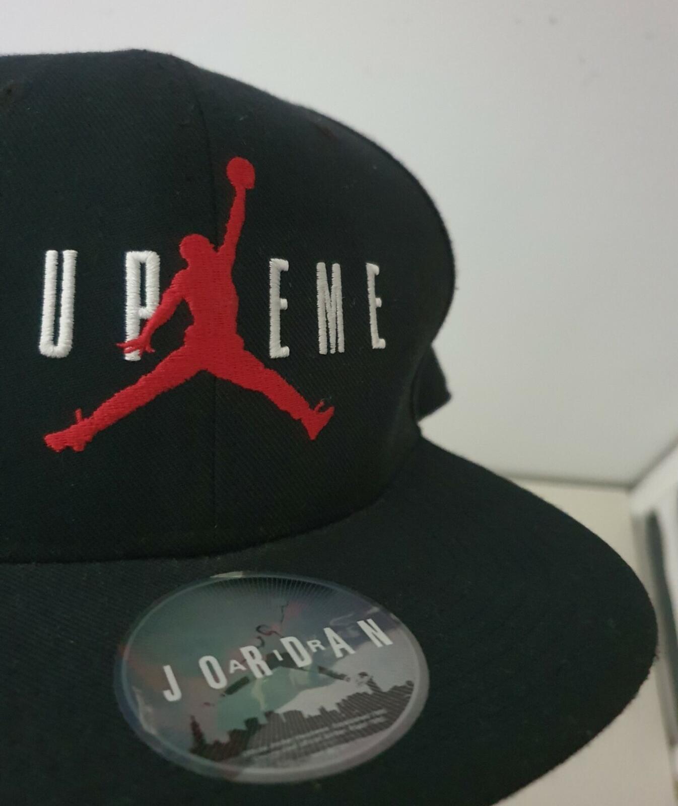 FW15 Supreme x Jordan black 6-Panel cap Jumpman hat Rare