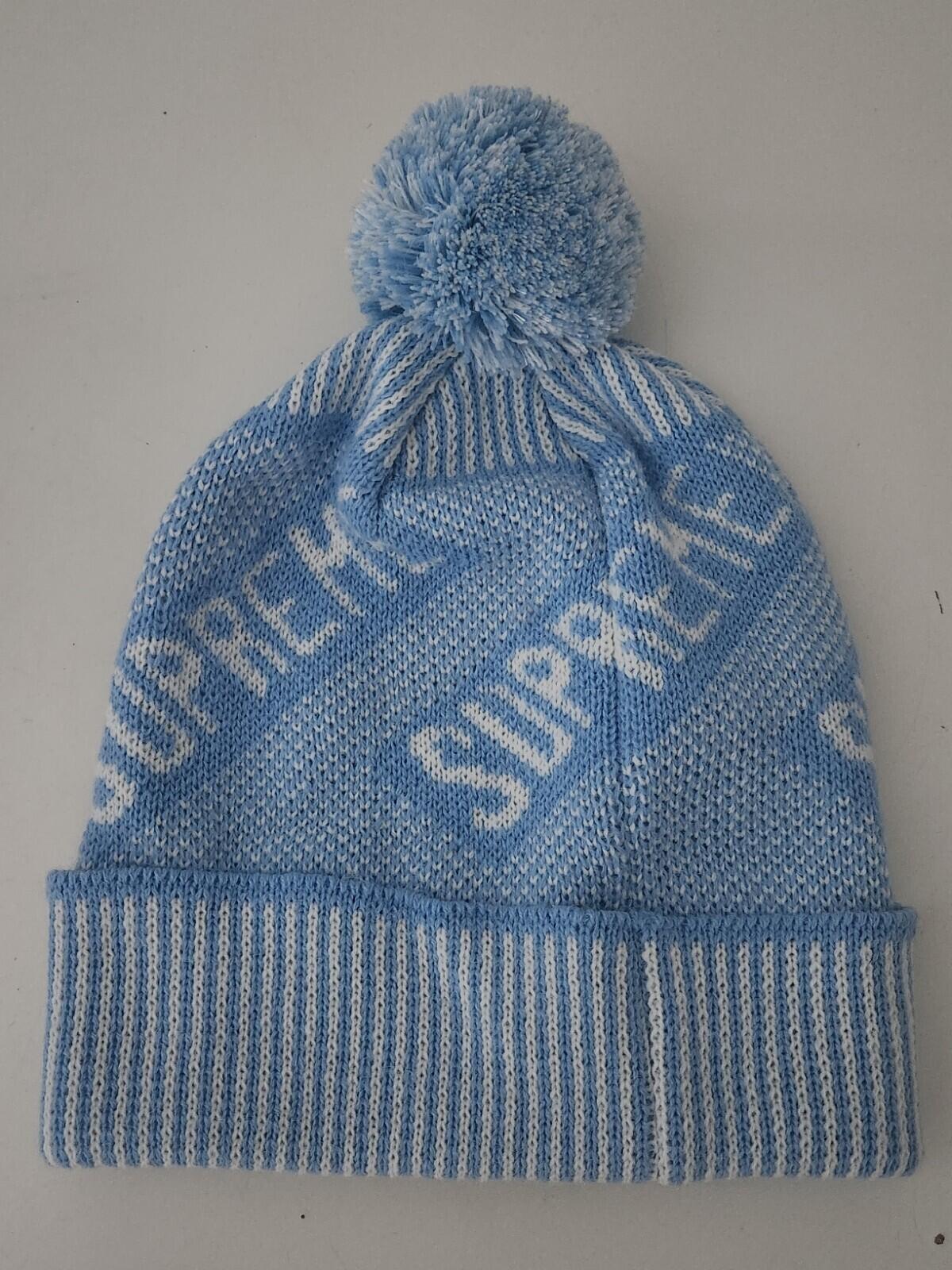 FW21 Supreme Banner Beanie Light Blue