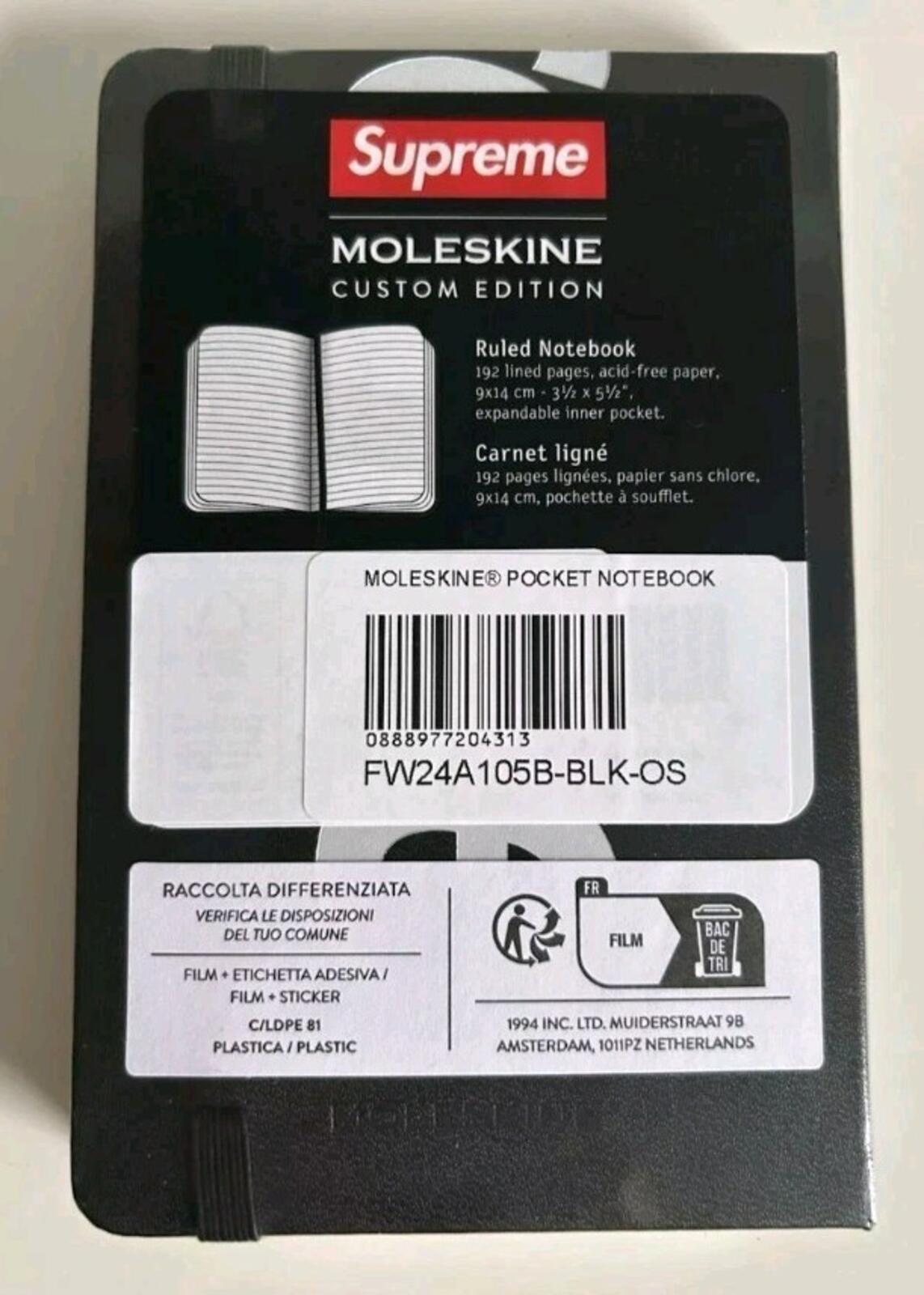HW24 Supreme Moleskine Pocket Notizbuch liniert Notizblock Buch Tagebücher Rot 192 Seiten