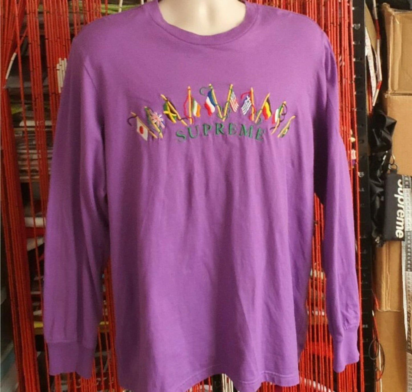 SS19 Supreme Flags L/S Top Violet Size M