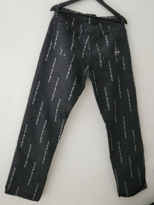 FW20 Supreme Logo Stripe Jacquard Regular Jeans size 32 Black Jean Trousers