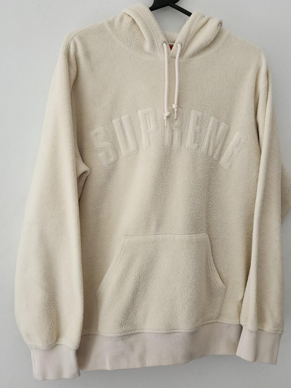 FW18 Supreme Polartec hooded sweatshirt Size M Medium hoodie Natural Fleece