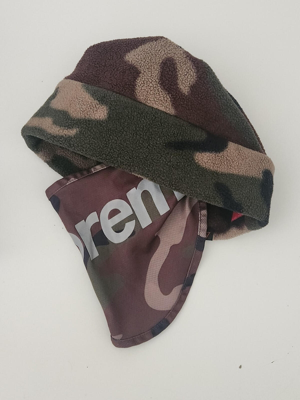 FW22 Supreme x Polartec Facemask Beanie Woodland Camo