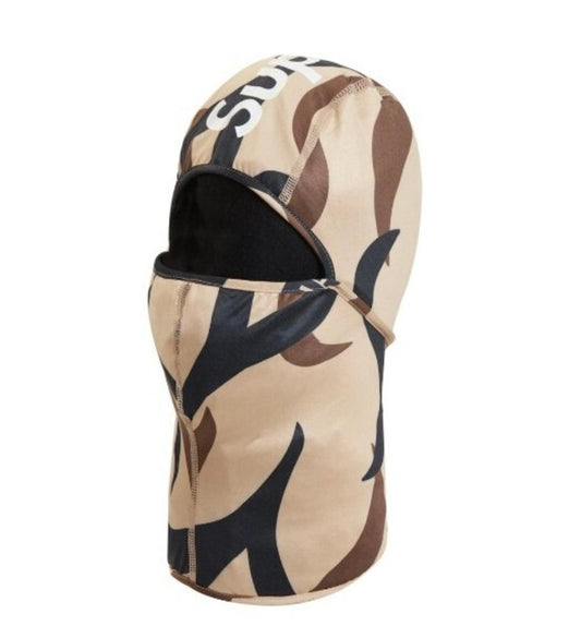 FW17 Supreme Tribal Camo Balaclava tan big logo lightweight camouflage
