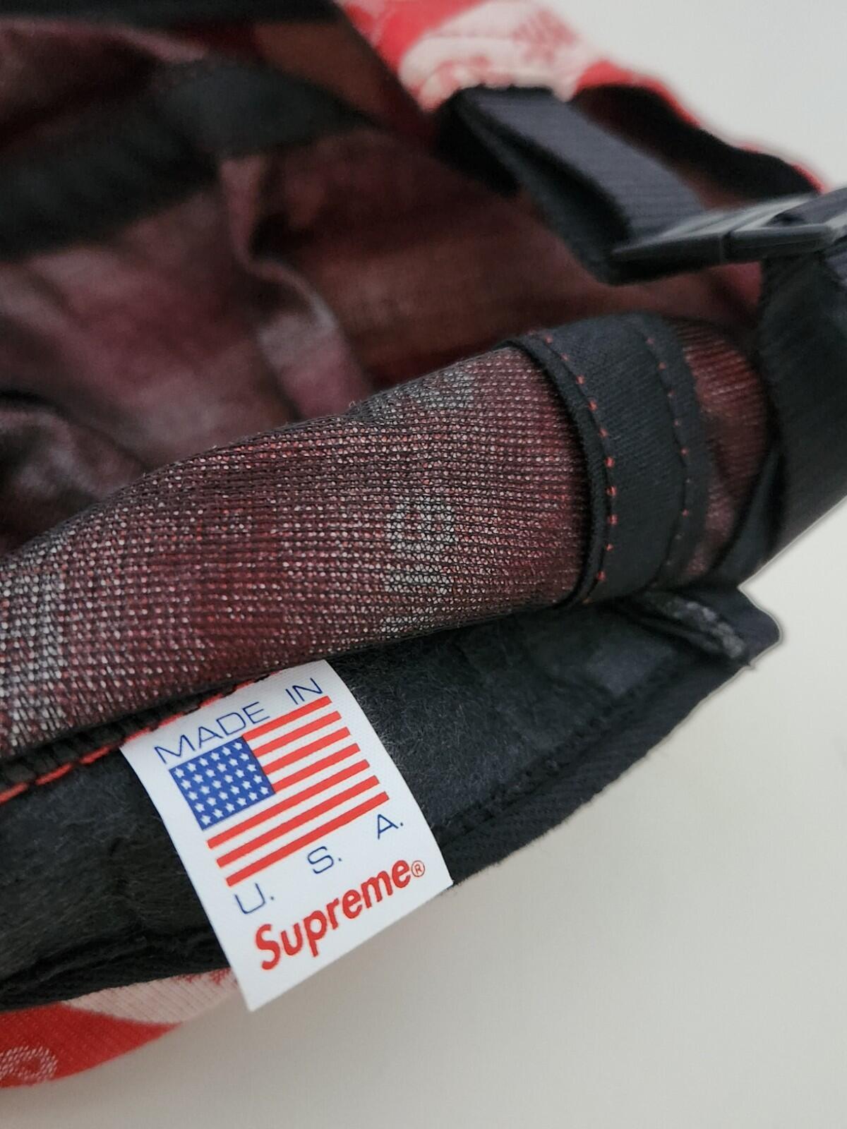 FW14 Supreme Jacquard Logo Camp Cap Red White Red Box Logo made in USA Vintage