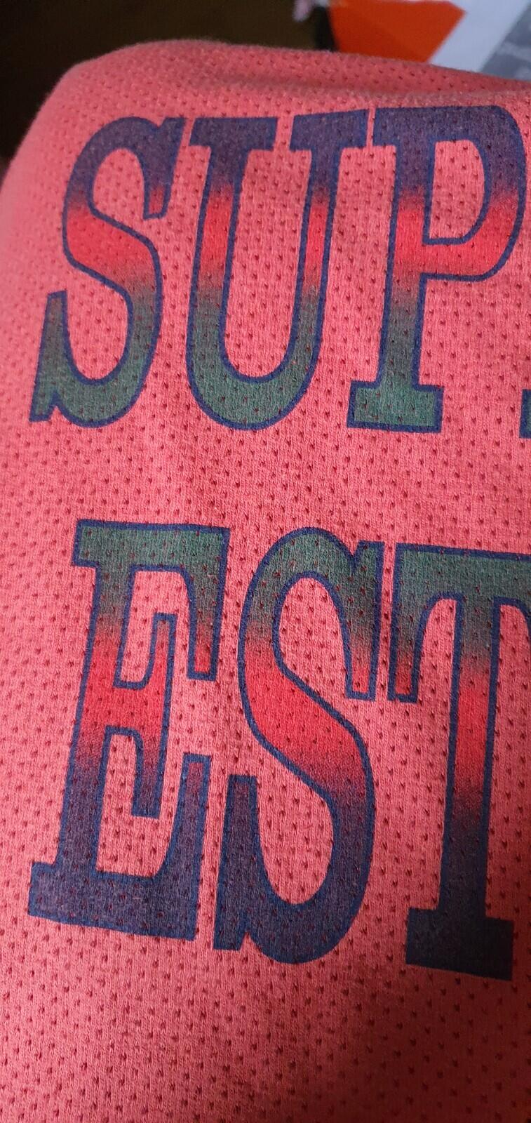SS20 Supreme Cotton Mesh Gradient Logo Top tee M medium T-shirt Est. 1994 coral