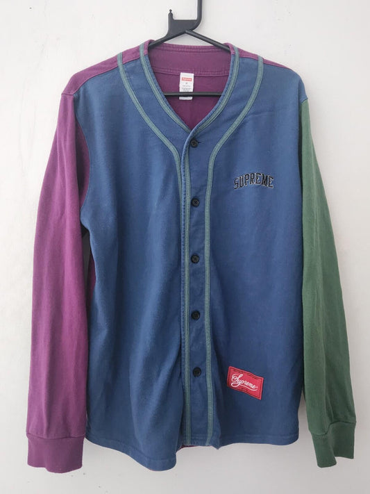 FW18 Supreme Camiseta de béisbol de bloques de color M Mediana Azul Negro Verde