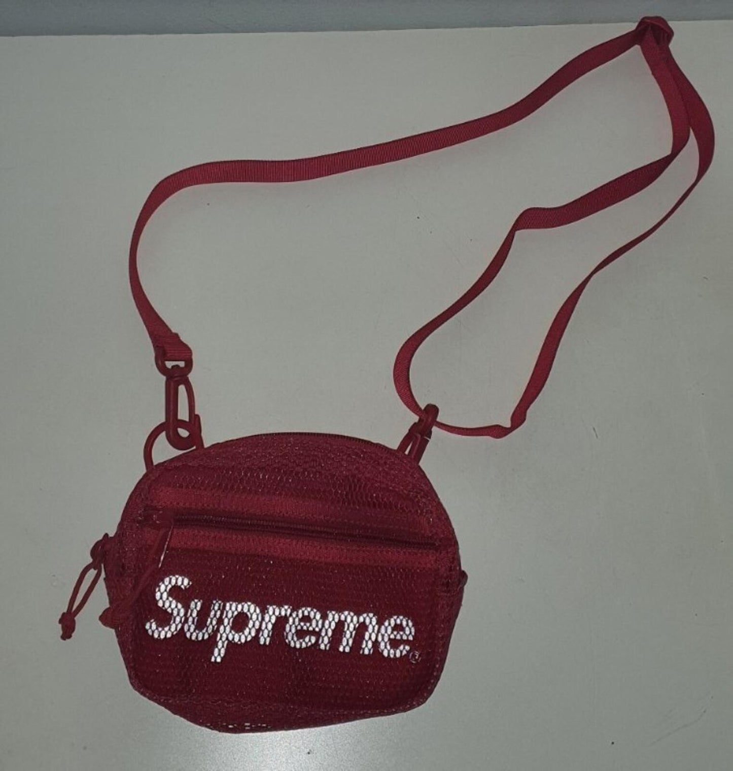 SS20 Supreme kleine Umhängetasche rot Cordura-Gewebe Mesh 3M reflektierender Text