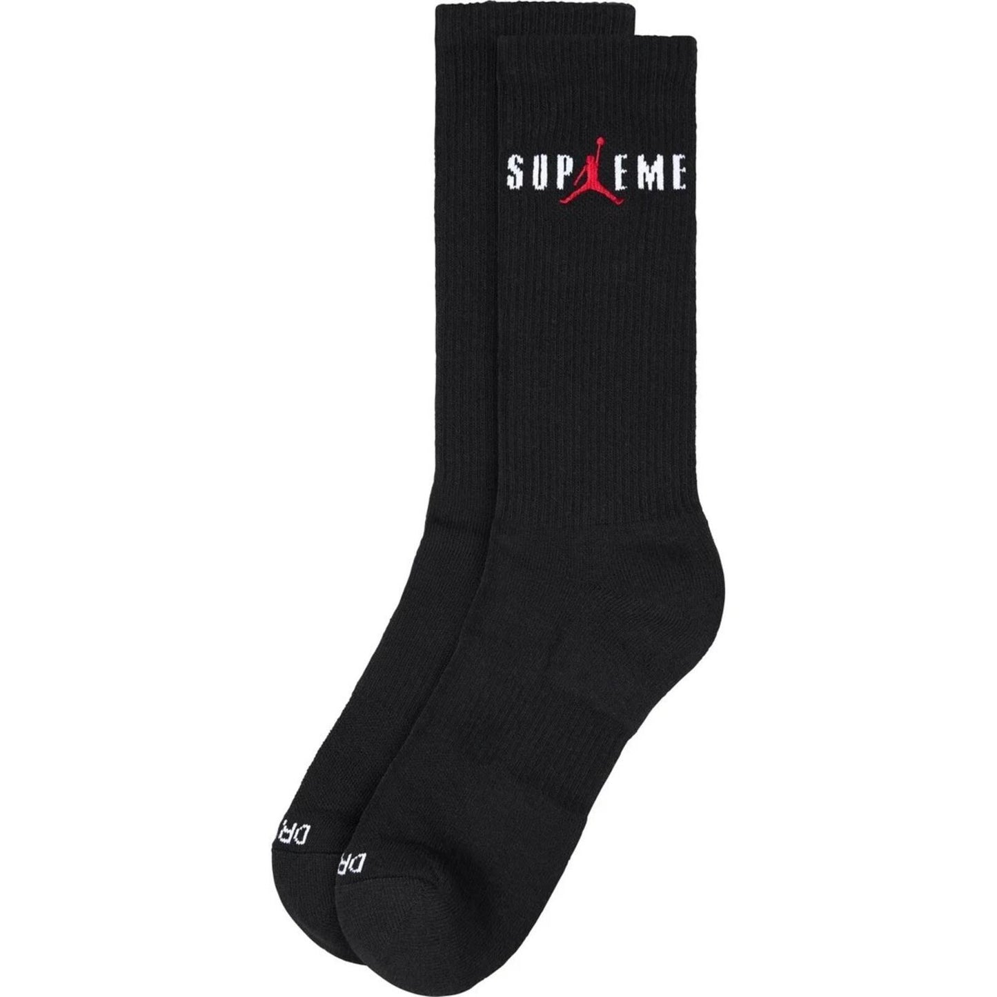 FW24 Supreme Jordan Crew socks (2 pack) Dri-FIT Black Cotton L UK 8-11 EUR 42-46
