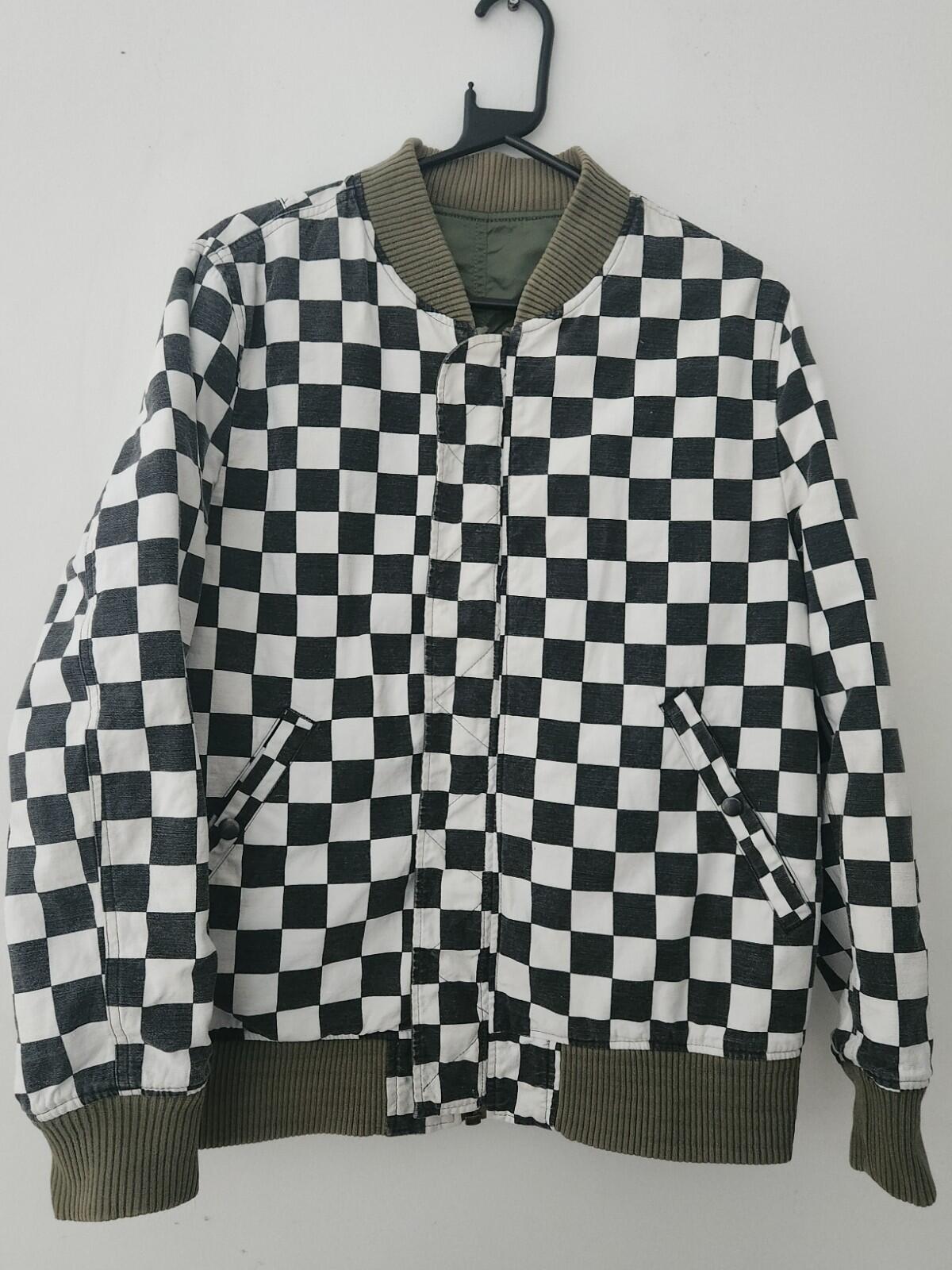 SS16 Supreme Reversible Checkered MA-1 jacket green bomber size M medium satin
