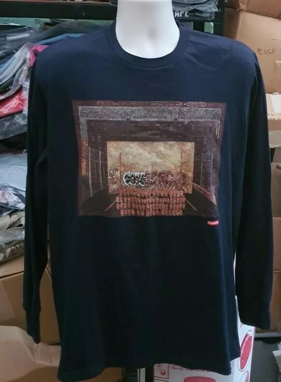FW19 Supreme x Martin Wong Attorney Street L/S Tee Navy Size M