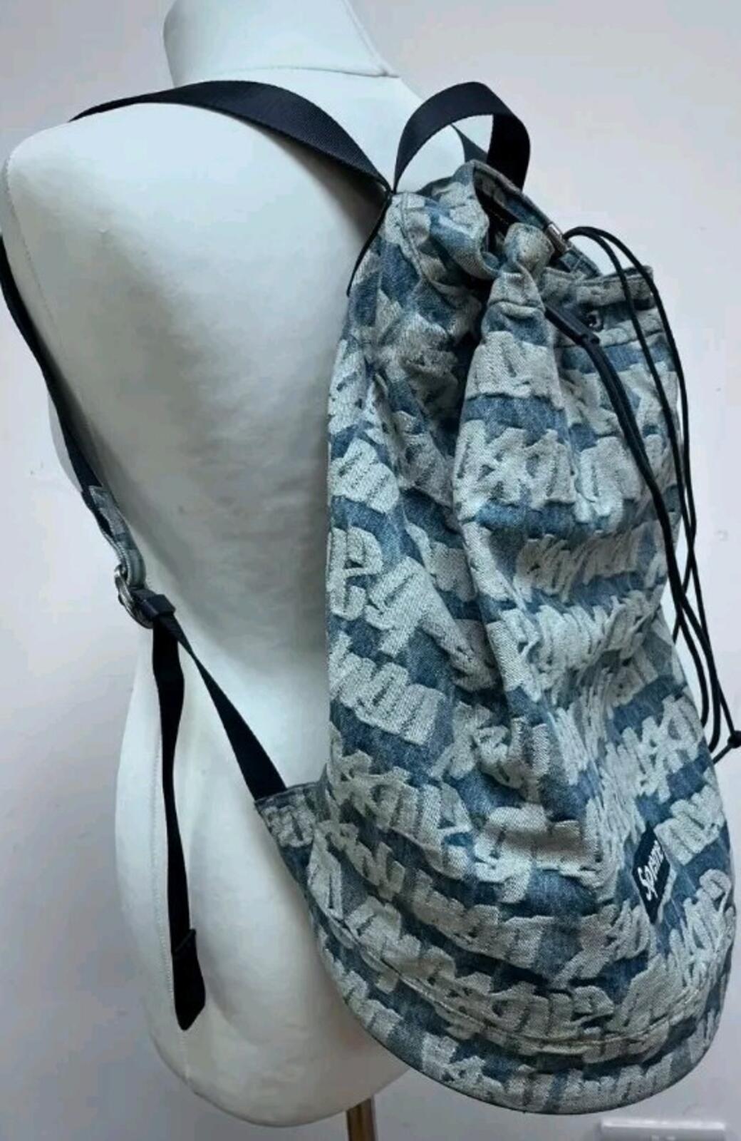 SS22 Supreme Fat Tip Jacquard Denim Backpack bag Blue