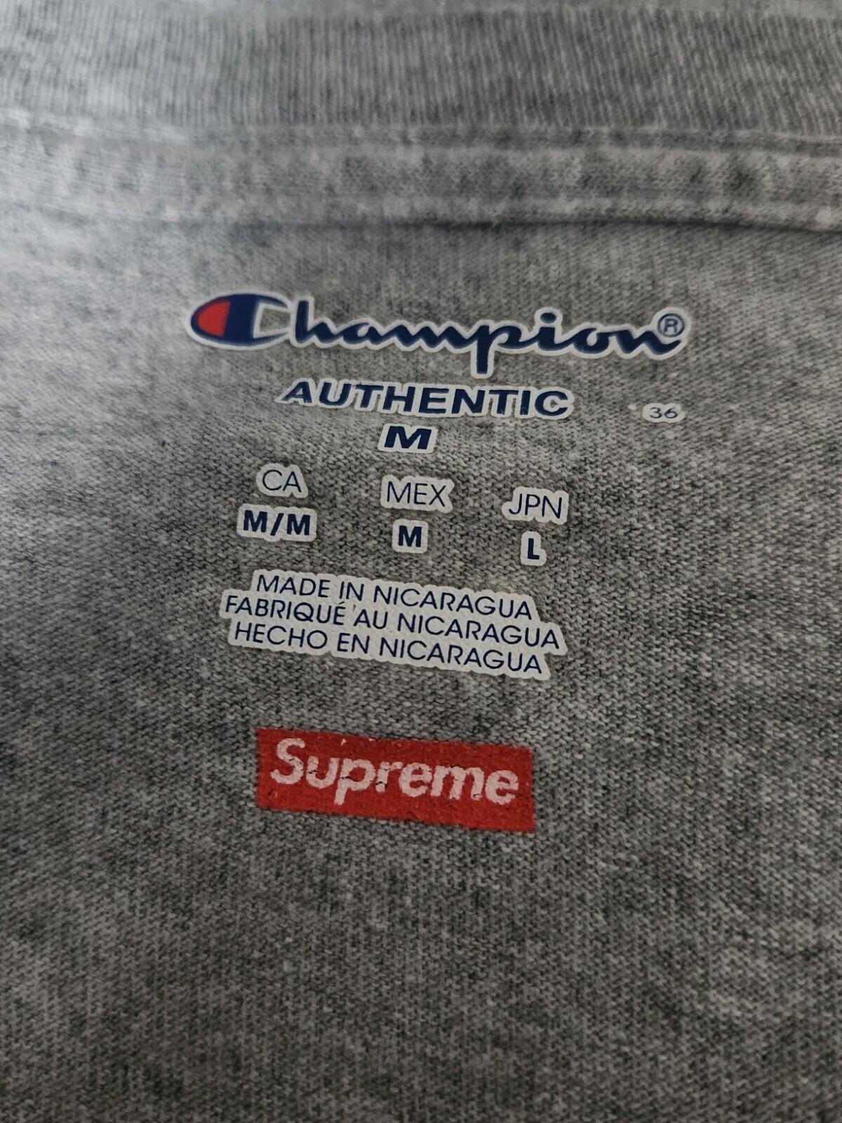 SS17 Supreme x Champion Grey L/S tee size M medium long sleeve T-shirt