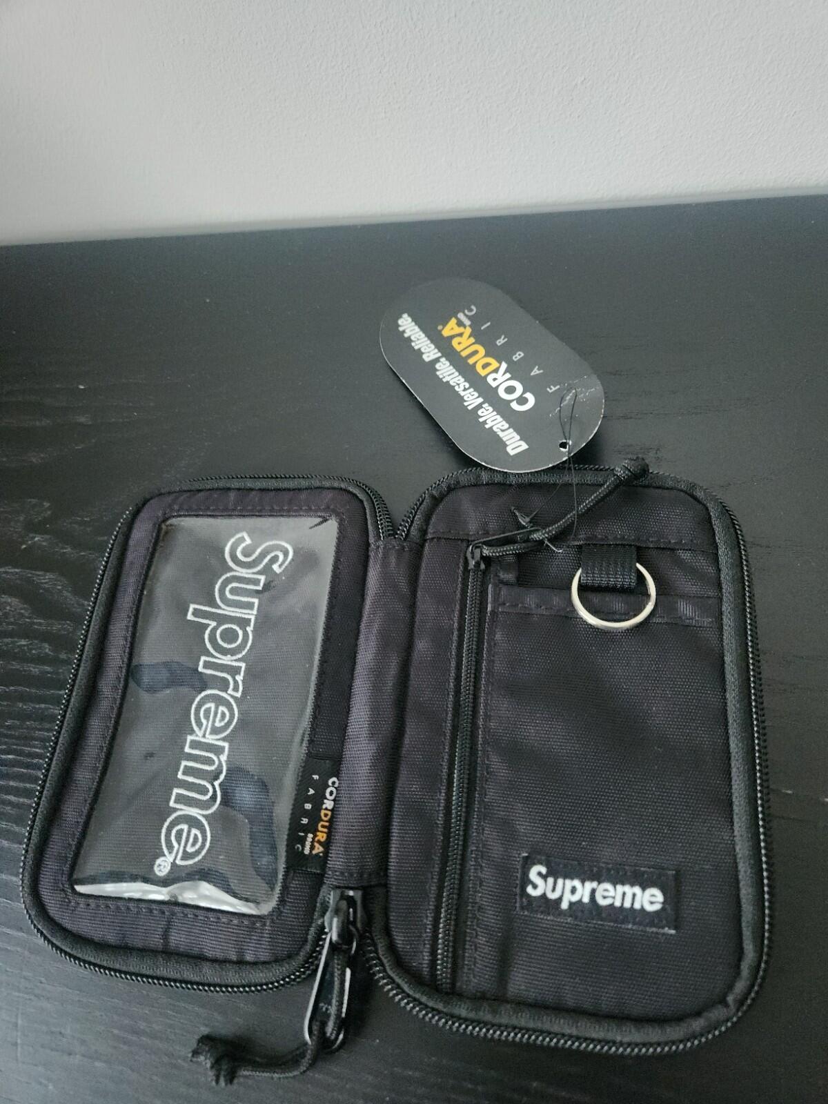 FW19 Supreme schwarze kleine Reißverschlusstasche aus Cordura-Nylon, wasserabweisende Geldbörse, neu