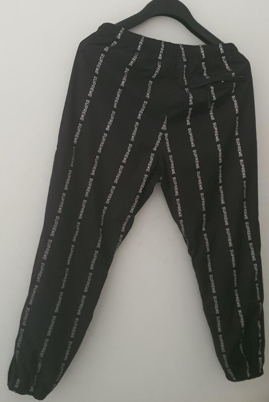 FW18 Supreme Reflective Text Track Pant Black Talla S