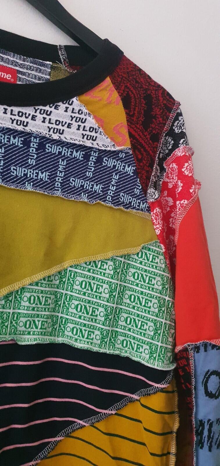 SS23 Supreme Patchwork Jacquard L/S top Jumper Crewneck Size XL 2XL XXL