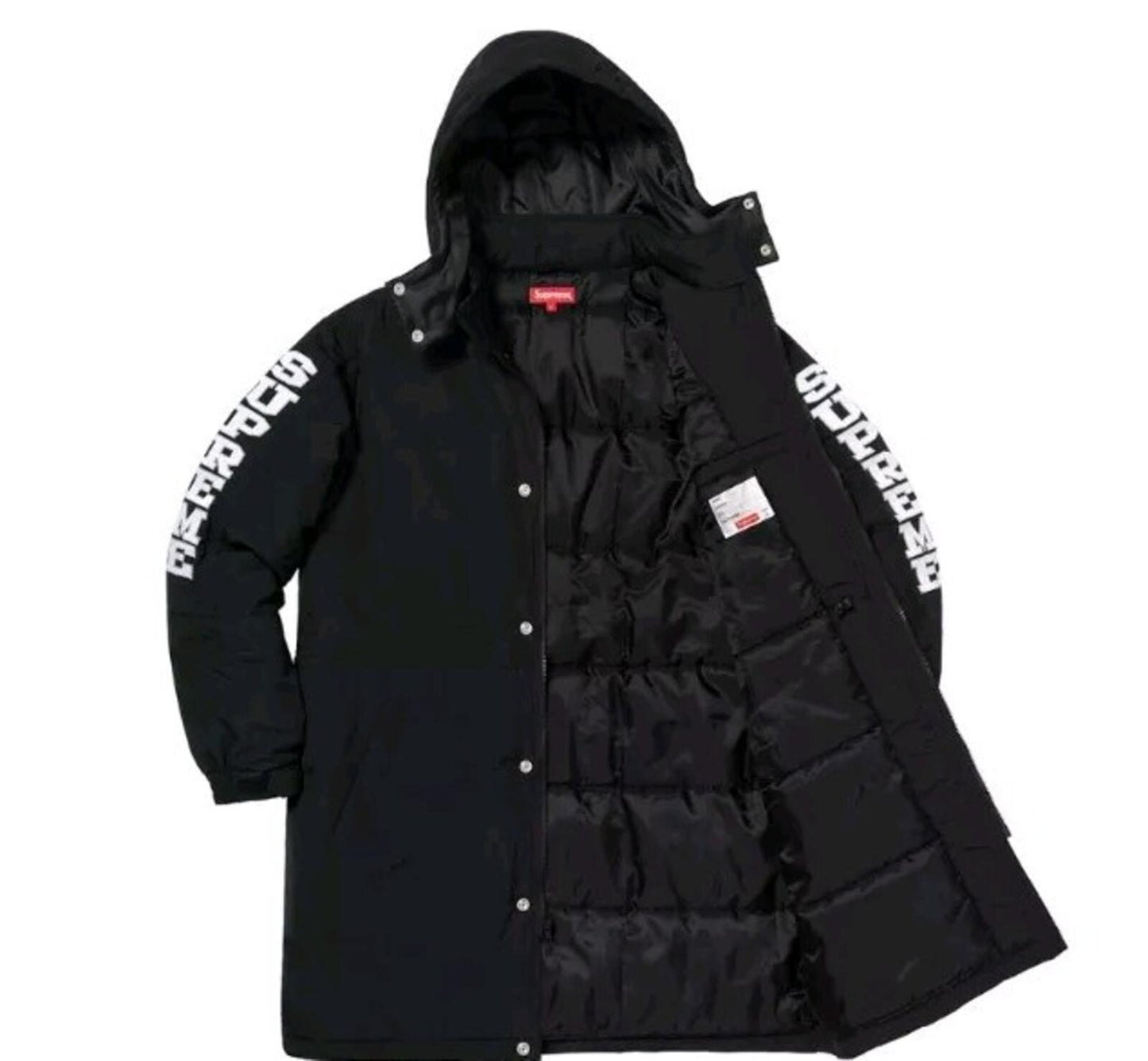 FW18 Supreme Sleeve Logo Sideline Parka Black Size M Water Resistant
