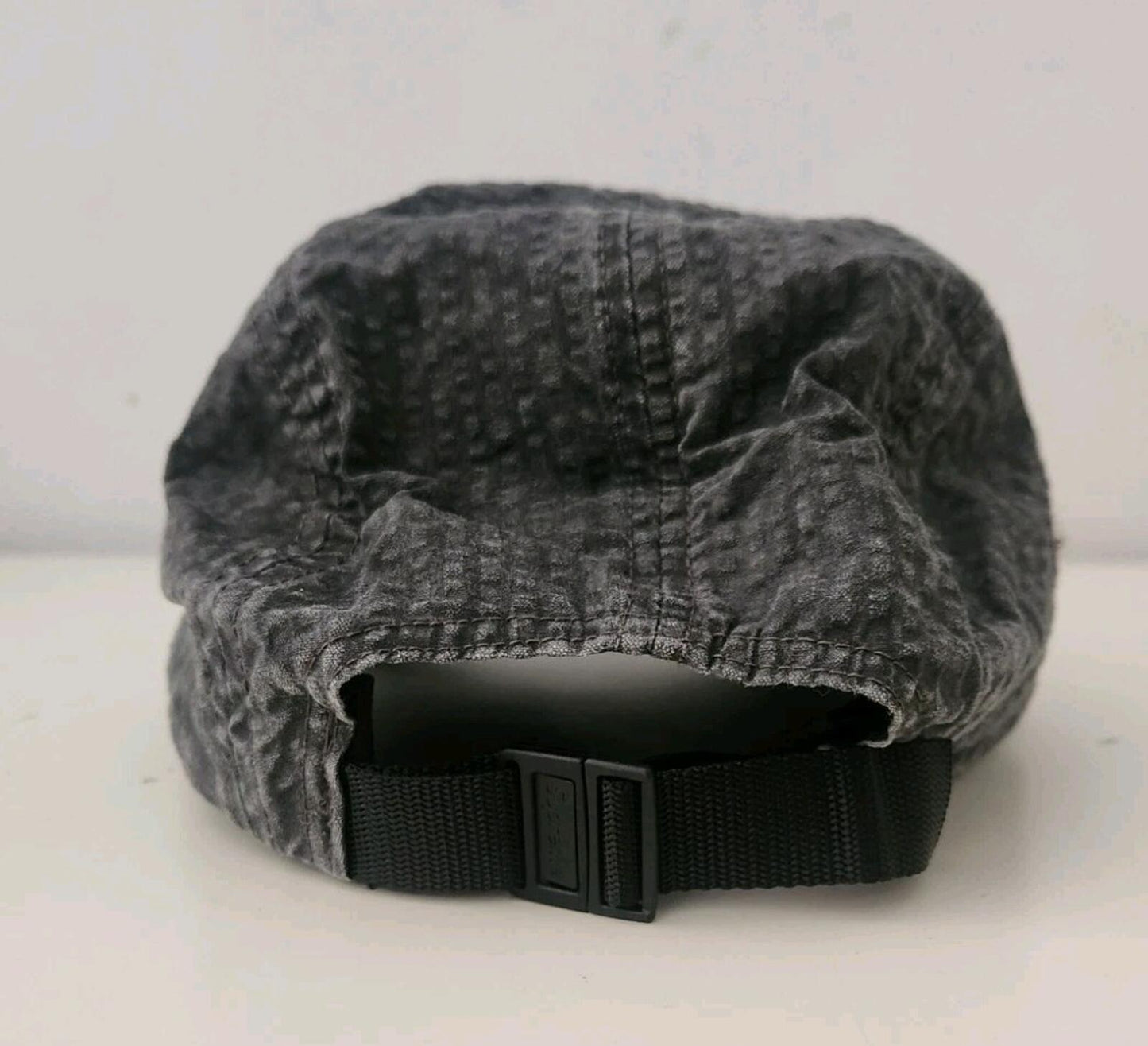SS22 Supreme Washed Seersucker Camp Cap Black