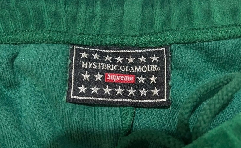 SS21 Supreme x Hysteric Glamour Pantalón corto de terciopelo verde Talla XL