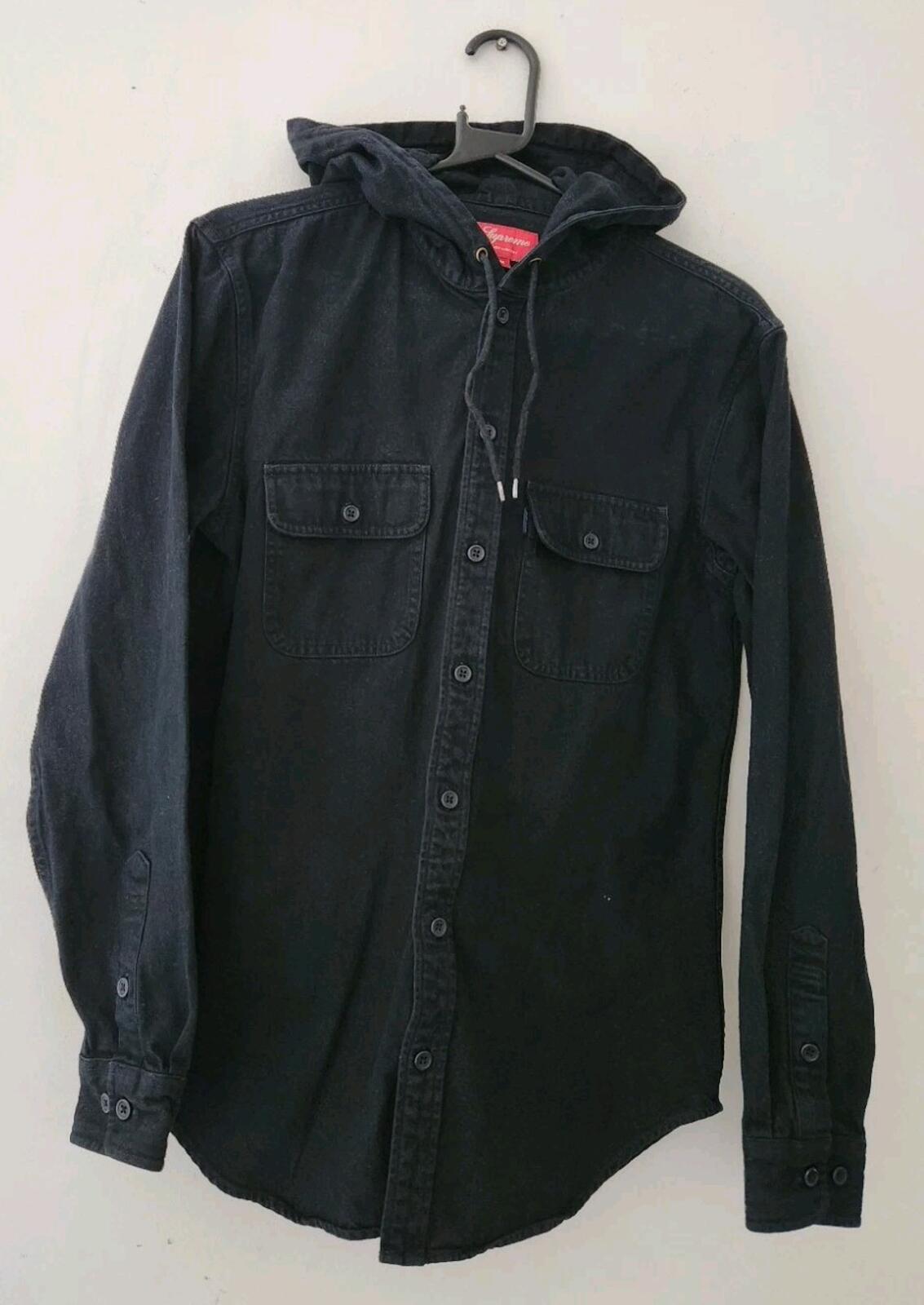 FW12 Supreme Hooded Denim Shirt Black Size M