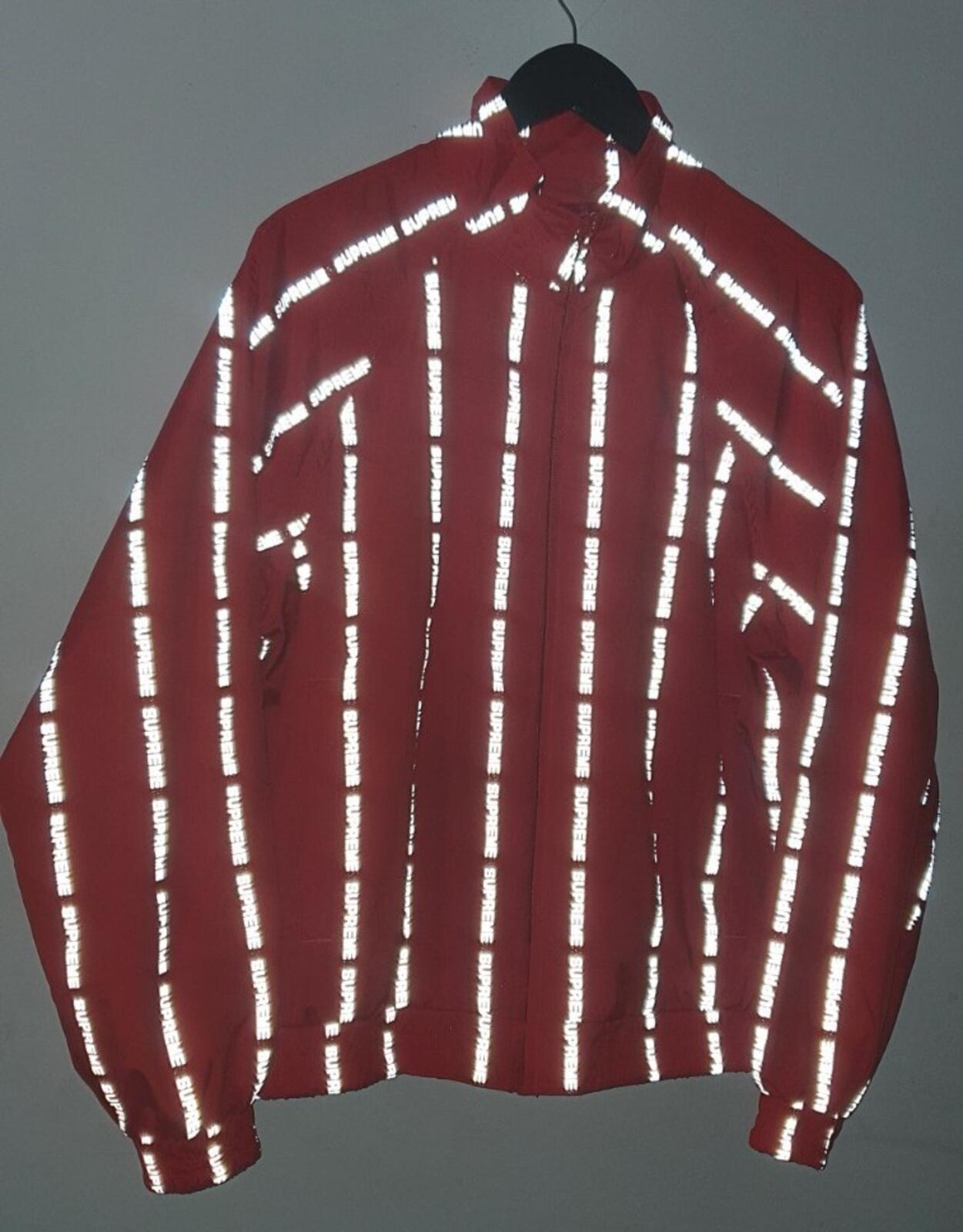 FW18 Supreme Reflective Text Track Jacket Naranja Talla S Resistente al agua