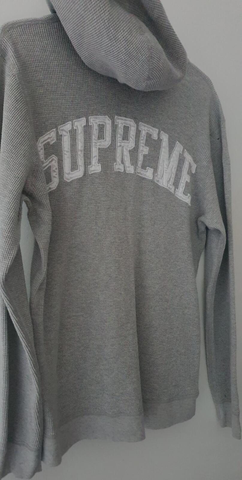 FW16 Supreme Grey hooded thermal waffle size M hoodie medium